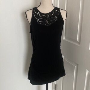 White House Black Market Sleeveless Eyelet Crochet Blouse